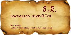 Bartalics Richárd névjegykártya
